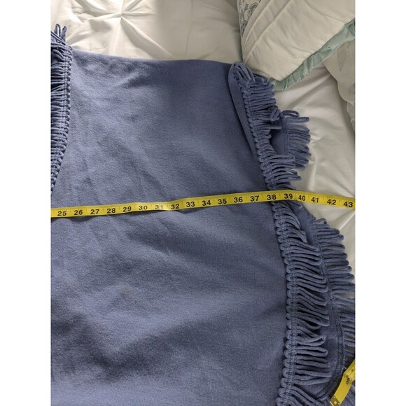 Coldwater Creek Women's One Sz Ruana Fringe Knit Wrap Shawl Cape Periwinkle Boho - Picture 8 of 9